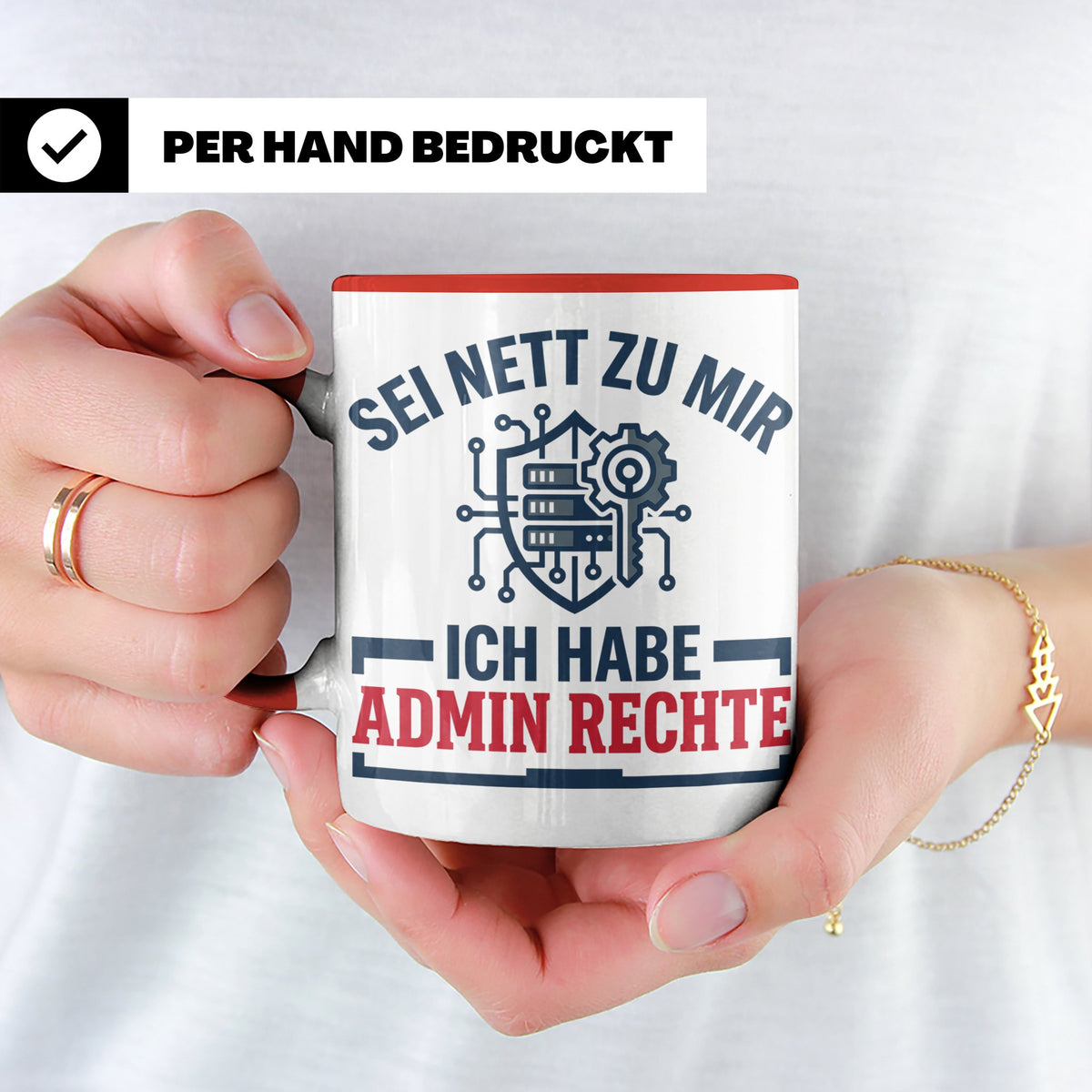 Admin Rechte Tasse lustig für IT Administrator & Nerd. Gesch – Rot [farbe:rot]