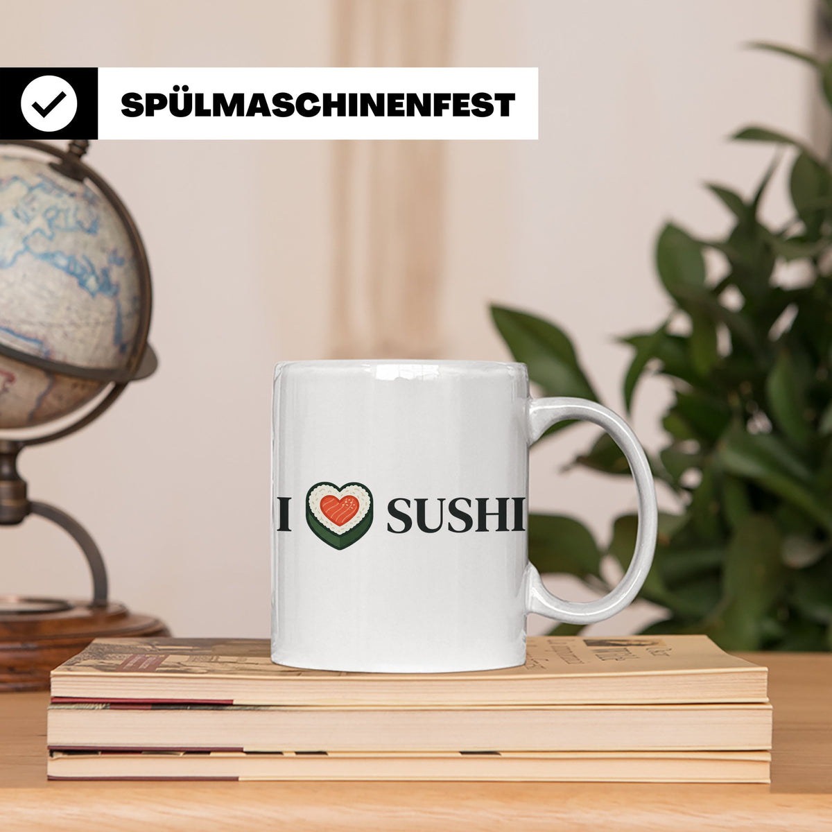 I Love Sushi Tasse mit Herz Maki Motiv lustiges Geschenk für – Weiß [farbe:weiß]