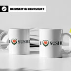 I Love Sushi Tasse mit Herz Maki Motiv lustiges Geschenk für – Weiß [farbe:weiß]