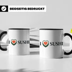 I Love Sushi Tasse mit Herz Maki Motiv lustiges Geschenk für – Schwarz [farbe:schwarz]