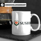I Love Sushi Tasse mit Herz Maki Motiv lustiges Geschenk für – Weiß [farbe:weiß]