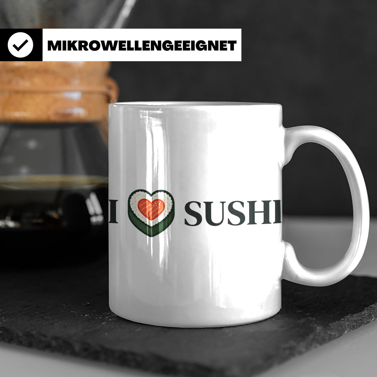 I Love Sushi Tasse mit Herz Maki Motiv lustiges Geschenk für – Weiß [farbe:weiß]