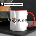 I Love Sushi Tasse mit Herz Maki Motiv lustiges Geschenk für – Rot [farbe:rot]
