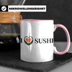 I Love Sushi Tasse mit Herz Maki Motiv lustiges Geschenk für – Rosa [farbe:rosa]