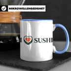 I Love Sushi Tasse mit Herz Maki Motiv lustiges Geschenk für – Blau [farbe:blau]