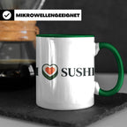 I Love Sushi Tasse mit Herz Maki Motiv lustiges Geschenk für – Grün [farbe:grün]