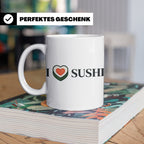 I Love Sushi Tasse mit Herz Maki Motiv lustiges Geschenk für – Weiß [farbe:weiß]
