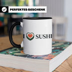 I Love Sushi Tasse mit Herz Maki Motiv lustiges Geschenk für – Schwarz [farbe:schwarz]
