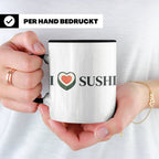 I Love Sushi Tasse mit Herz Maki Motiv lustiges Geschenk für – Schwarz [farbe:schwarz]