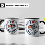 Sushi Tasse I Love Sushi Spruch | Japanische Küche Geschenk  – Schwarz [farbe:schwarz]