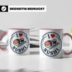 Sushi Tasse I Love Sushi Spruch | Japanische Küche Geschenk  – Rosa [farbe:rosa]