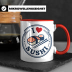Sushi Tasse I Love Sushi Spruch | Japanische Küche Geschenk  – Rot [farbe:rot]