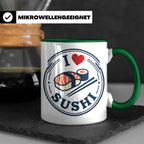 Sushi Tasse I Love Sushi Spruch | Japanische Küche Geschenk  – Grün [farbe:grün]