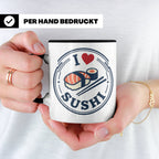 Sushi Tasse I Love Sushi Spruch | Japanische Küche Geschenk  – Schwarz [farbe:schwarz]