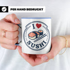 Sushi Tasse I Love Sushi Spruch | Japanische Küche Geschenk  – Blau [farbe:blau]