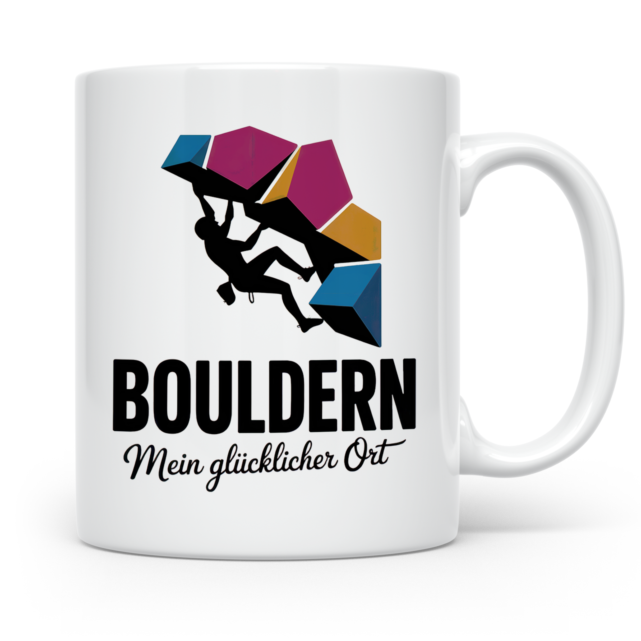 Bouldern Tasse - Mein Glücklicher Ort - Kletterhalle, Boulde – Weiß [farbe:weiß]