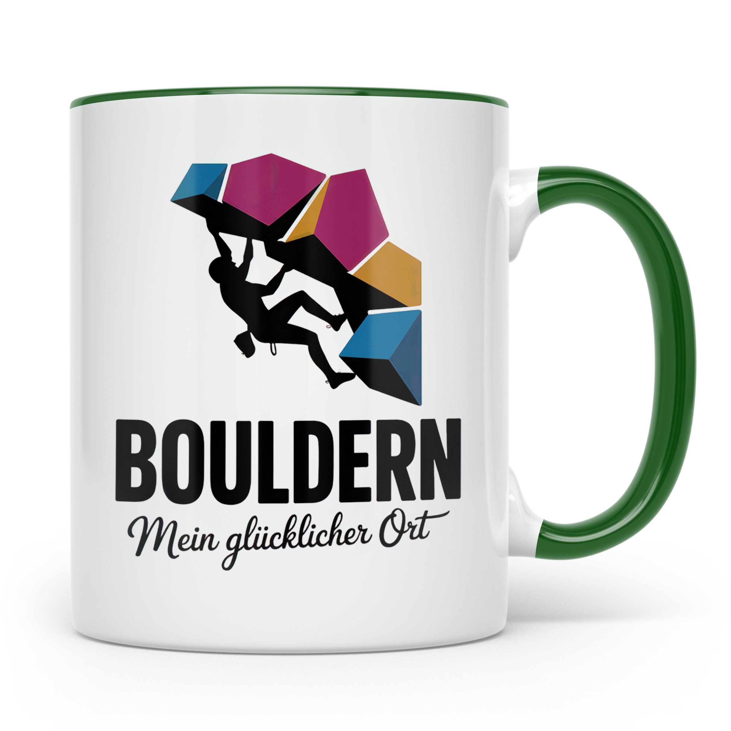 Bouldern Tasse - Mein Glücklicher Ort - Kletterhalle, Boulde – Grün [farbe:grün]
