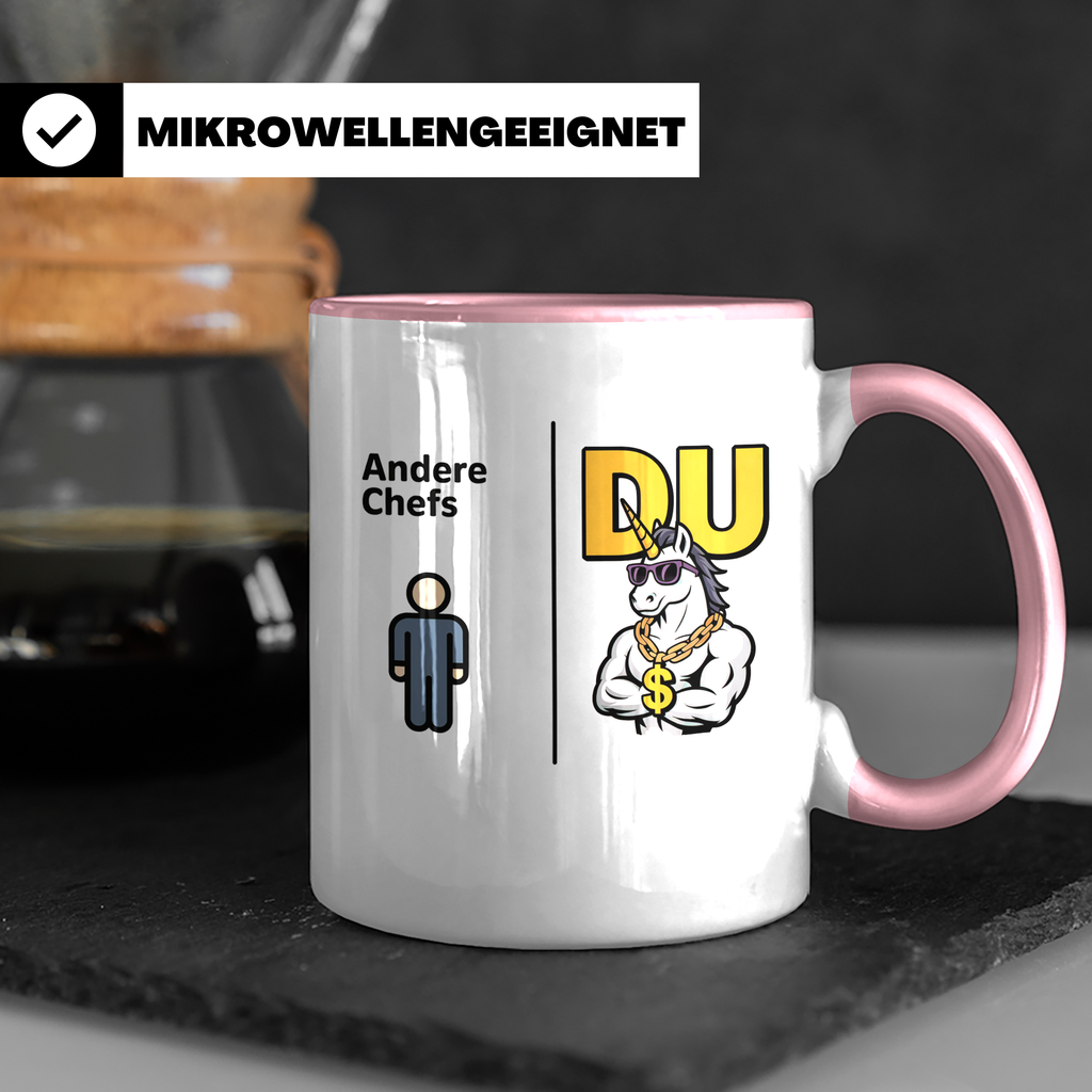 Chef Tasse - Boss Einhorn Motiv - Vergleich zu Anderen - Büro Geschenk - Spruch Geschenkidee für Führungskräfte mit Humor