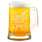 Personalisierter Bierkrug „Frohes Neues Jahr“ mit Name – Lustiges Neujahrs Bierglas Geschenk