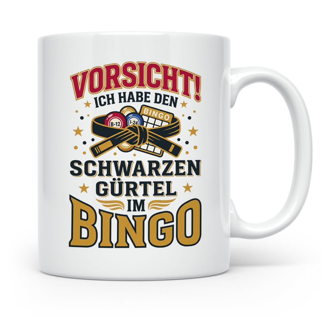 Bingo Tasse lustiger Spruch Schwarzer Gürtel im Bingo Kaffee – Weiß [farbe:weiß]