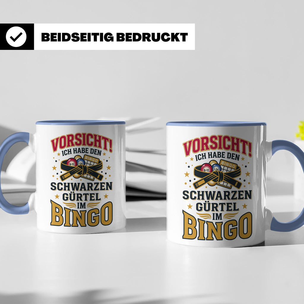 Bingo Tasse lustiger Spruch Schwarzer Gürtel im Bingo Kaffee – Blau [farbe:blau]