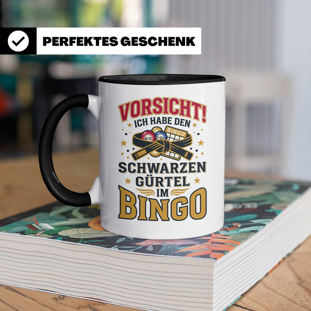 Bingo Tasse lustiger Spruch Schwarzer Gürtel im Bingo Kaffee – Schwarz [farbe:schwarz]