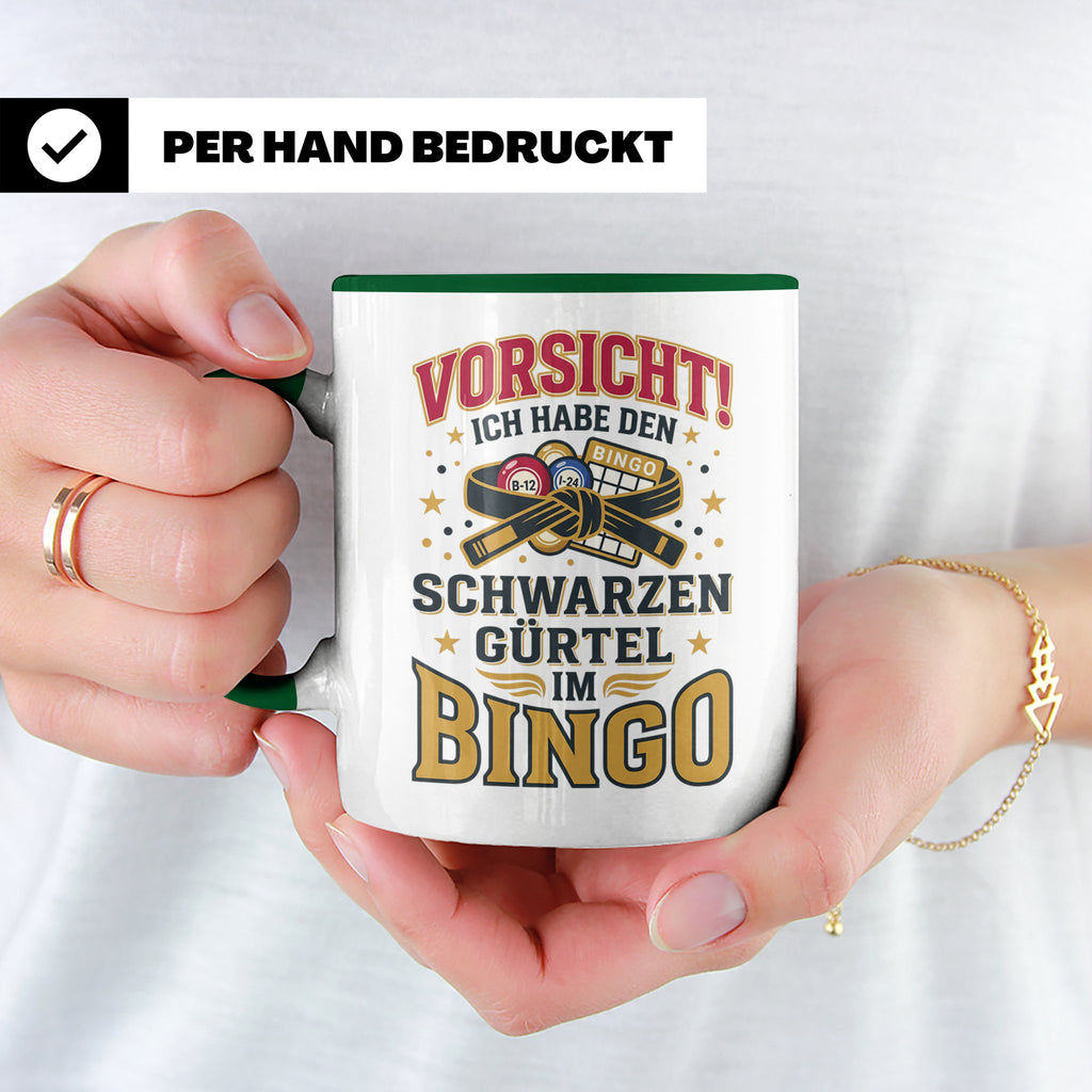 Bingo Tasse lustiger Spruch Schwarzer Gürtel im Bingo Kaffee – Grün [farbe:grün]