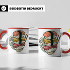 Sushi Tasse mit Nigiri Ramen Motiv Japanische Welle Design K – Rot [farbe:rot]