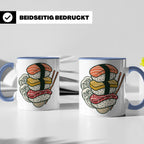 Sushi Tasse mit Nigiri Ramen Motiv Japanische Welle Design K – Blau [farbe:blau]