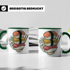 Sushi Tasse mit Nigiri Ramen Motiv Japanische Welle Design K – Grün [farbe:grün]