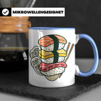 Sushi Tasse mit Nigiri Ramen Motiv Japanische Welle Design K – Blau [farbe:blau]
