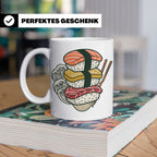 Sushi Tasse mit Nigiri Ramen Motiv Japanische Welle Design K – Weiß [farbe:weiß]