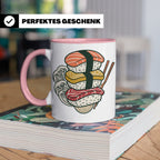 Sushi Tasse mit Nigiri Ramen Motiv Japanische Welle Design K – Rosa [farbe:rosa]