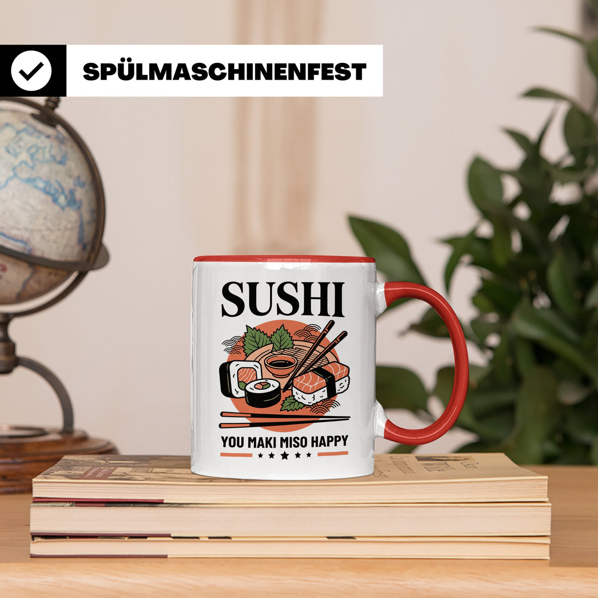 Sushi Tasse mit Spruch You Maki Miso Happy lustig Japanische – Rot [farbe:rot]