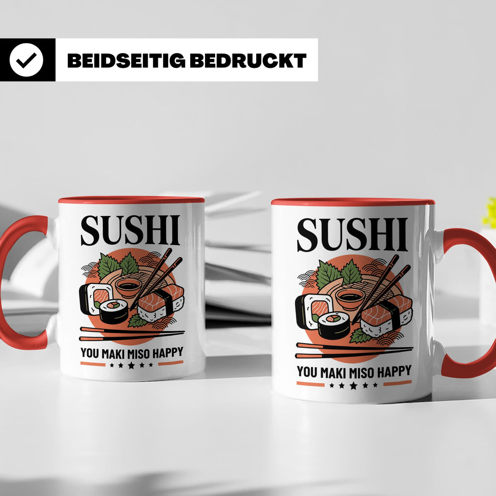 Sushi Tasse mit Spruch You Maki Miso Happy lustig Japanische – Rot [farbe:rot]