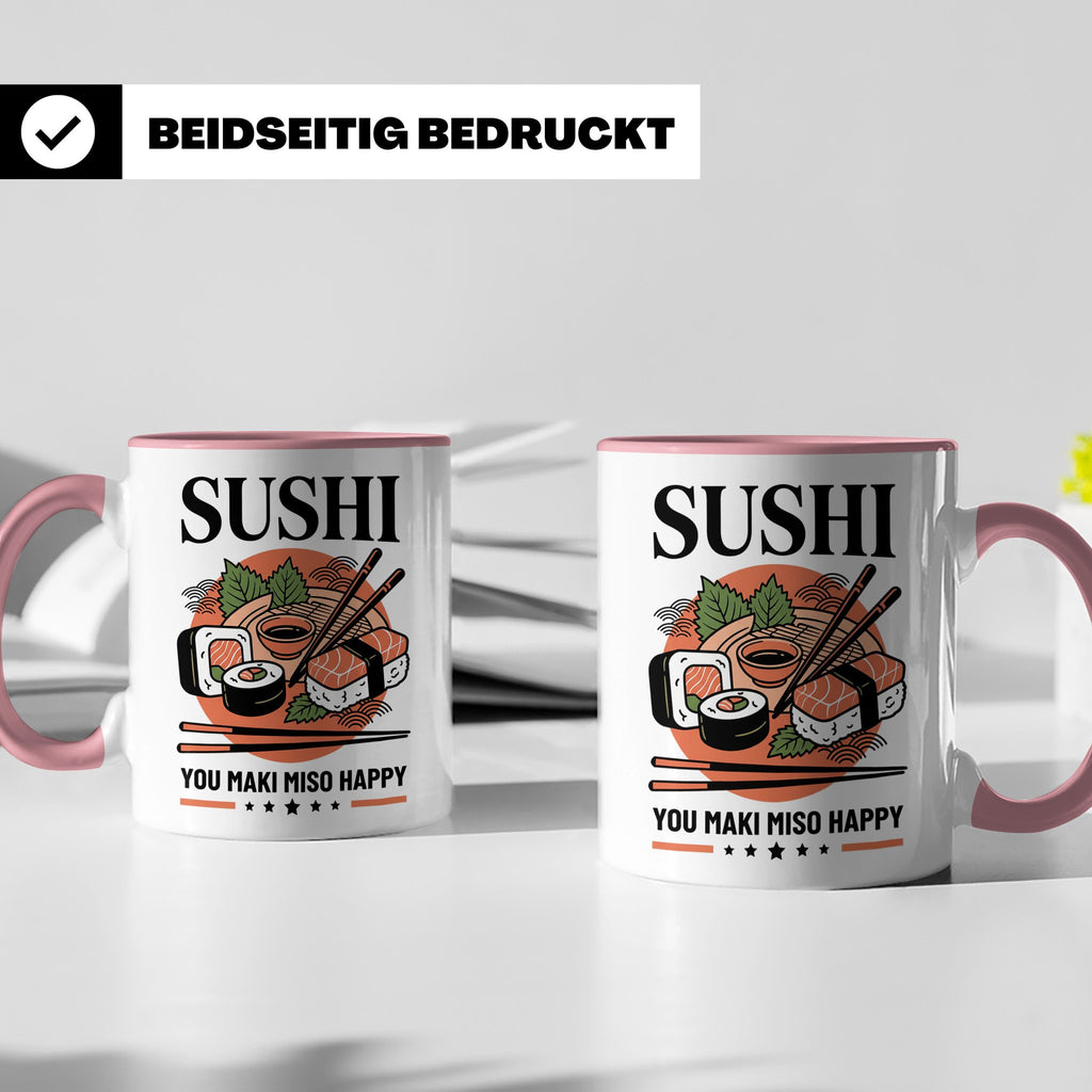 Sushi Tasse mit Spruch You Maki Miso Happy lustig Japanische – Rosa [farbe:rosa]