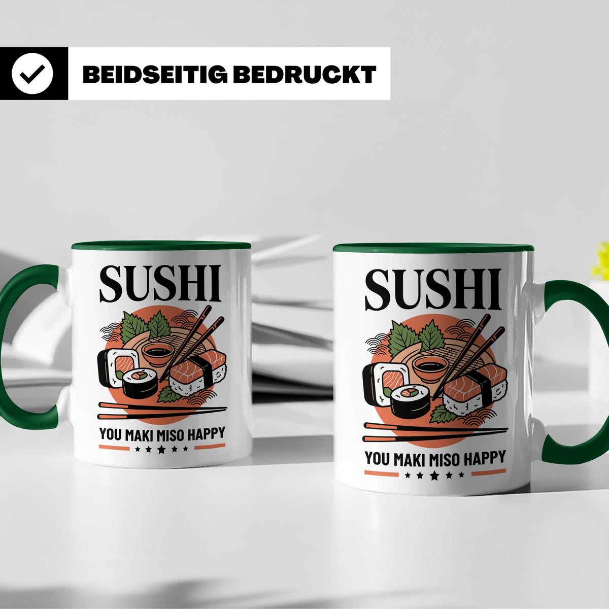 Sushi Tasse mit Spruch You Maki Miso Happy lustig Japanische – Grün [farbe:grün]