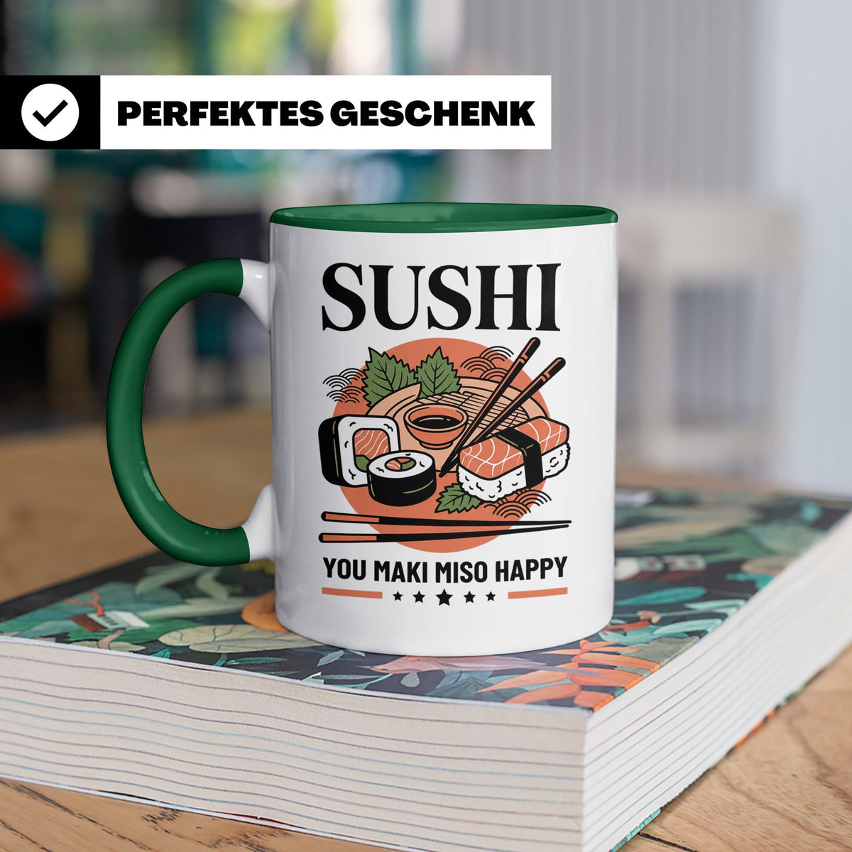 Sushi Tasse mit Spruch You Maki Miso Happy lustig Japanische – Grün [farbe:grün]