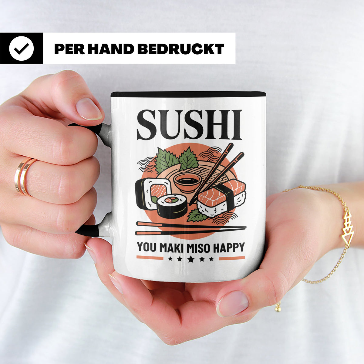 Sushi Tasse mit Spruch You Maki Miso Happy lustig Japanische – Schwarz [farbe:schwarz]