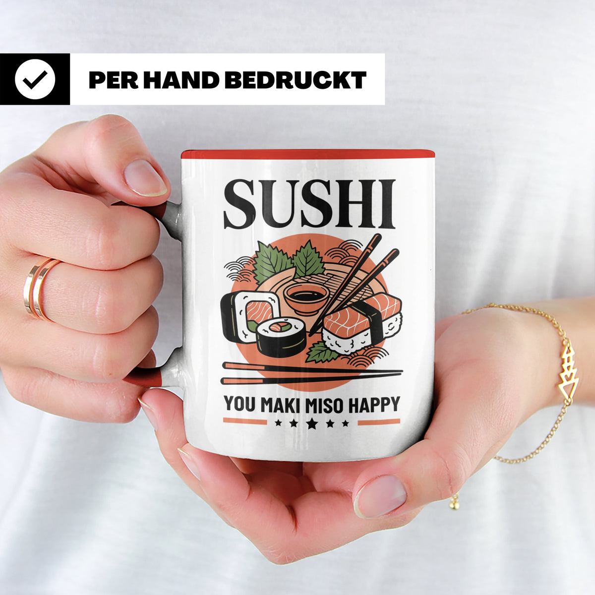Sushi Tasse mit Spruch You Maki Miso Happy lustig Japanische – Rot [farbe:rot]