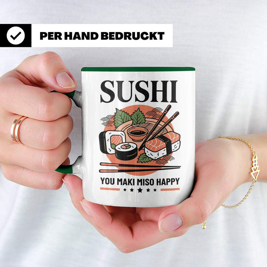 Sushi Tasse mit Spruch You Maki Miso Happy lustig Japanische – Grün [farbe:grün]