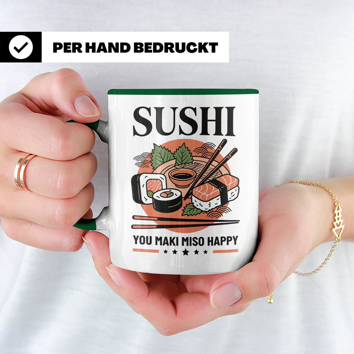 Sushi Tasse mit Spruch You Maki Miso Happy lustig Japanische – Grün [farbe:grün]