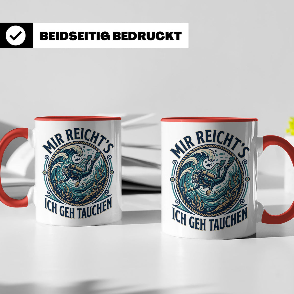 Mir reichts ich geh tauchen Tasse - Lustiger Taucher Spruch  – Rot [farbe:rot]