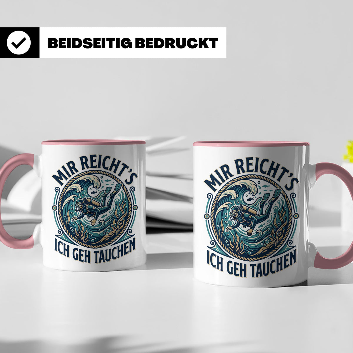 Mir reichts ich geh tauchen Tasse - Lustiger Taucher Spruch  – Rosa [farbe:rosa]