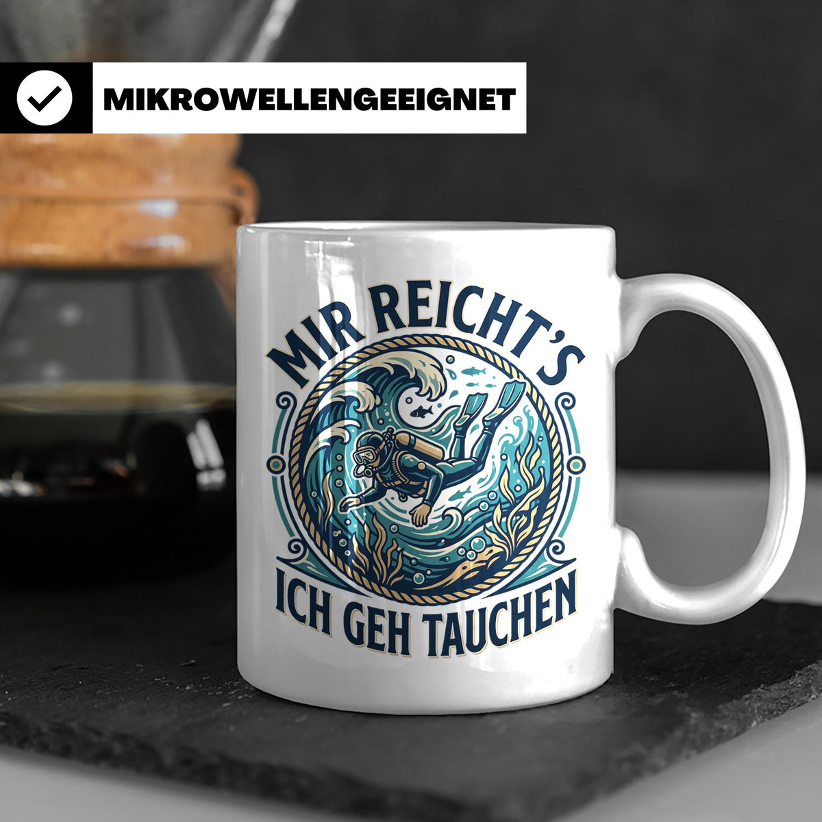 Mir reichts ich geh tauchen Tasse - Lustiger Taucher Spruch  – Weiß [farbe:weiß]