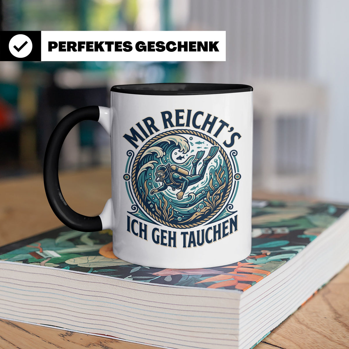 Mir reichts ich geh tauchen Tasse - Lustiger Taucher Spruch  – Schwarz [farbe:schwarz]