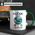 Taucher Tasse mit Telefon Spruch - Lustiger Spruch Geschenk  – Grün [farbe:grün]