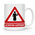 Achtung Gepfarr Tasse mit lustigem Spruch über Pfarrer und K – Weiß [farbe:weiß]