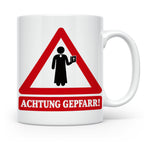Achtung Gepfarr Tasse mit lustigem Spruch über Pfarrer und K – Weiß [farbe:weiß]