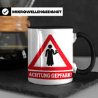 Achtung Gepfarr Tasse mit lustigem Spruch über Pfarrer und K – Schwarz [farbe:schwarz]